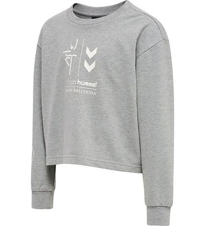 Hummel Sweatshirt - HmlPrima Bee - Cropped - Gråmeleret Hummel Sweatshirt - HmlPrima Bee - Cropped - Gråmeleret