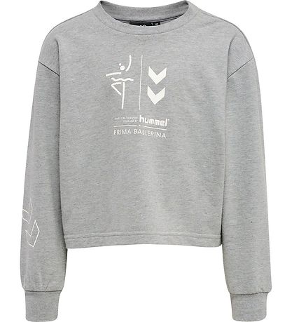Hummel Sweatshirt - HmlPrima Bee - Cropped - Gråmeleret Hummel Sweatshirt - HmlPrima Bee - Cropped - Gråmeleret