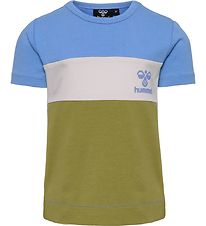 Hummel T-Shirt - HmlGlad - Block - Silver Lake Blue/Green Olive Hummel T-Shirt - HmlGlad - Block - Silver Lake Blue/Green Olive