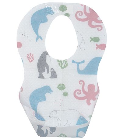Mininor Disposable bib - 3-layer - 10-Pack - White with. Animal