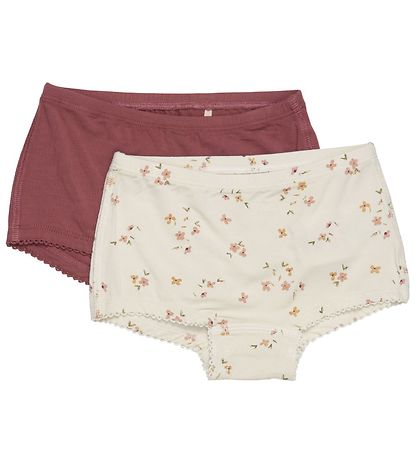 Minymo Hipsters - 2-pak - Bambus - Veiled Rose Flower/Rose Brown