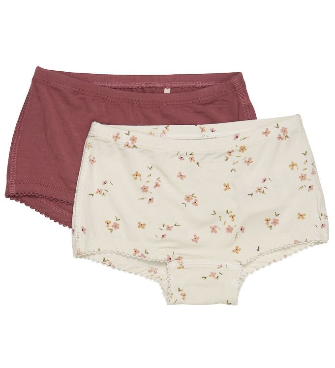 Minymo Hipsters - 2-pak - Bambus - Veiled Rose Flower/Rose Brown