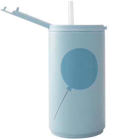 Design Letters Termokop m. Sugerør - 350ml - Blå