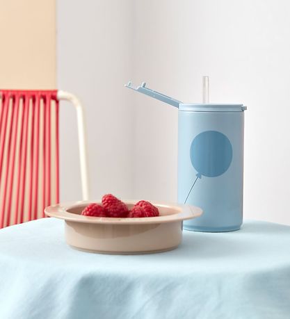 Design Letters Termokop m. Sugerør - 350ml - Blå