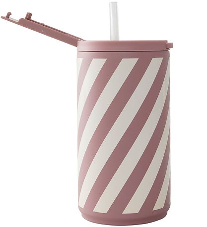 Design Letters Termokop m. Sugerør - 350ml - Stripe Design Letters Termokop m. Sugerør - 350ml - Stripe