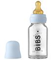 BIBS Sutteflaske - Glas - 110 ml - Naturgummi - Baby Blue BIBS Sutteflaske - Glas - 110 ml - Naturgummi - Baby Blue