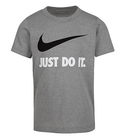 Nike T-shirt - Swoosh - Dark Gray Heather/White Nike T-shirt - Swoosh - Dark Gray Heather/White