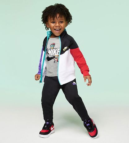 Nike Træningssæt - Cardigan/Bukser - Blocked - Sort/Multifarvet Nike Træningssæt - Cardigan/Bukser - Blocked - Sort/Multifarvet