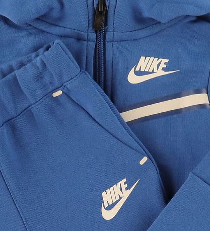 Nike Træningssæt - Cardigan/Bukser - Blocked - Marina Blue