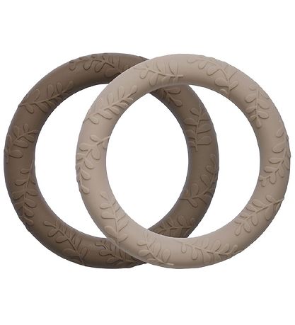 A Little Lovely Company Teether - 2-Pack - Leaves - Taupe