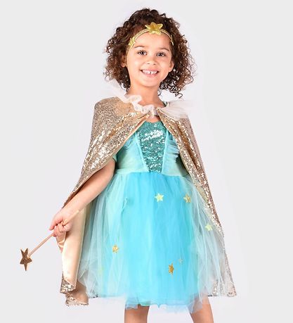 Den Goda Fen Udklædning - Guldkappe m. Tryllestav/Hårbånd Den Goda Fen Udklædning - Guldkappe m. Tryllestav/Hårbånd