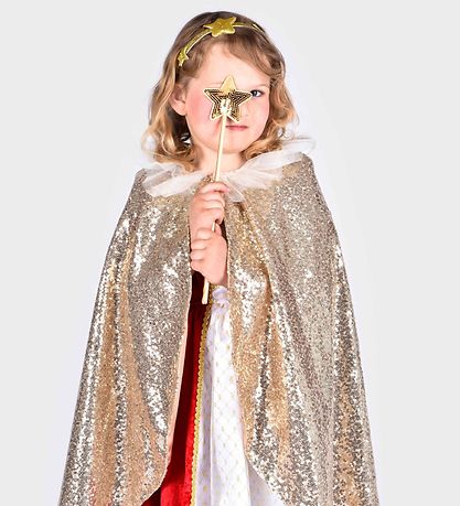 Den Goda Fen Udklædning - Guldkappe m. Tryllestav/Hårbånd Den Goda Fen Udklædning - Guldkappe m. Tryllestav/Hårbånd