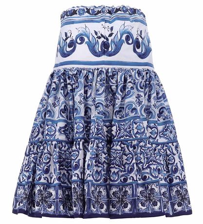 Dolce & Gabbana Nederdel - Blu Mediterraneo - Hvid m. Blå Dolce & Gabbana Nederdel - Blu Mediterraneo - Hvid m. Blå