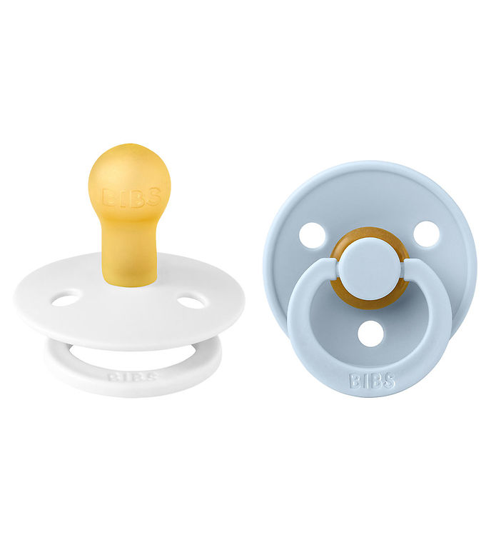 BIBS Colour Sutter - 2-pak - Str. 1 - Rund - White/Baby Blue