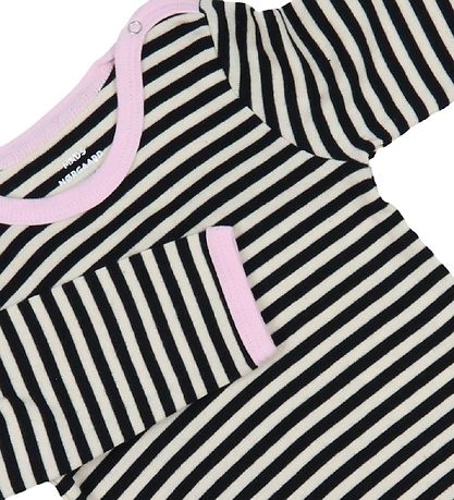 Mads Nørgaard Body l/æ - Soft Dou Striped - Off White/Black/Pink Mads Nørgaard Body l/æ - Soft Dou Striped - Off White/Black/Pink
