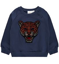 The New Siblings Sweatshirt - TnsDombat - Mood Indigo m. Leopard The New Siblings Sweatshirt - TnsDombat - Mood Indigo m. Leopard