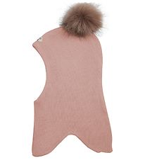 Racing Kids Elefanthue - Uld/Bomuld - 2-lags - Dusty Rose m. kva