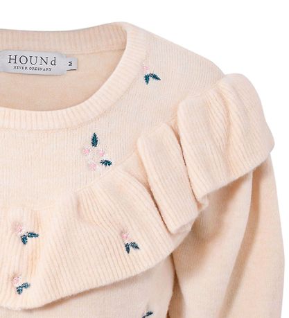 Hound Bluse - Strik - Off White m. Blomster Hound Bluse - Strik - Off White m. Blomster