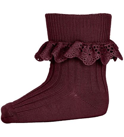 MP Socks - Wool - Wine Red w. Lace