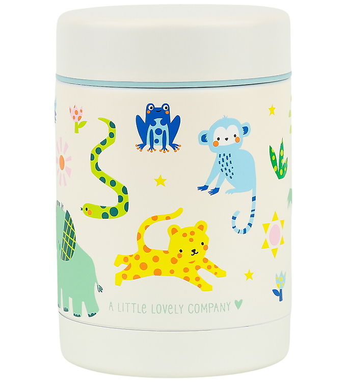 A Little Lovely Company Jungle - Termo Madbeholder - 300 ml - Hvid