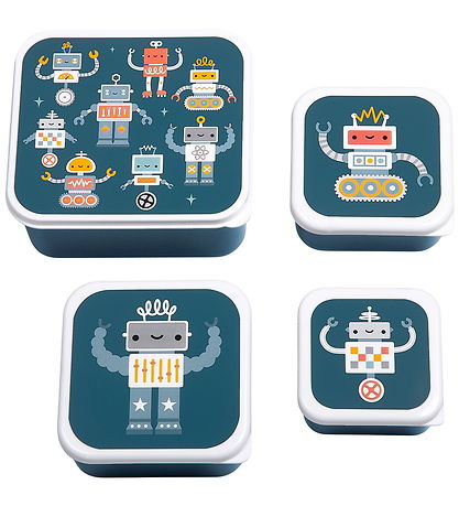 A Little Lovely Company Madkassesæt - 4 stk - Robots