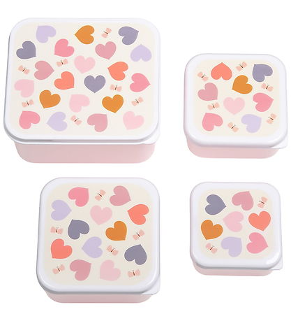 A Little Lovely Company Madkassesæt - 4 stk - Hearts