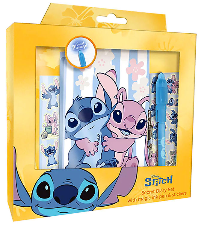 Stitch Dagbog m. Lås Og Magisk Pen - Blå