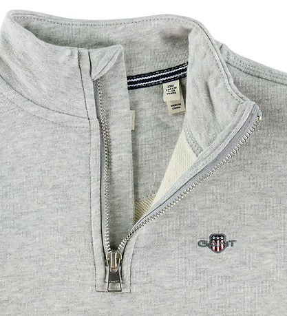 GANT Sweatshirt - Half Zip - Grey Melange