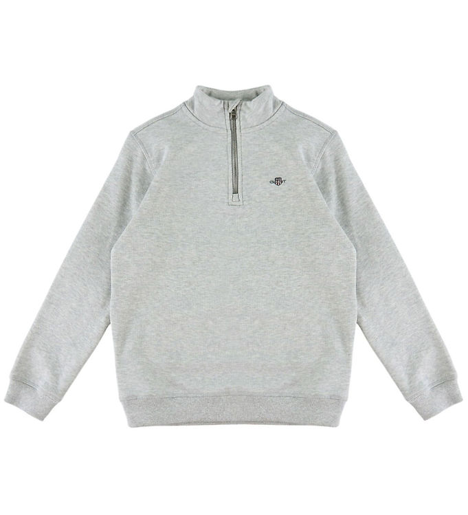 GANT Sweatshirt m. Lynlås - Gråmeleret