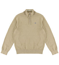 GANT Blouse Shield Half Zip - Knitted - Oat Beige Marl