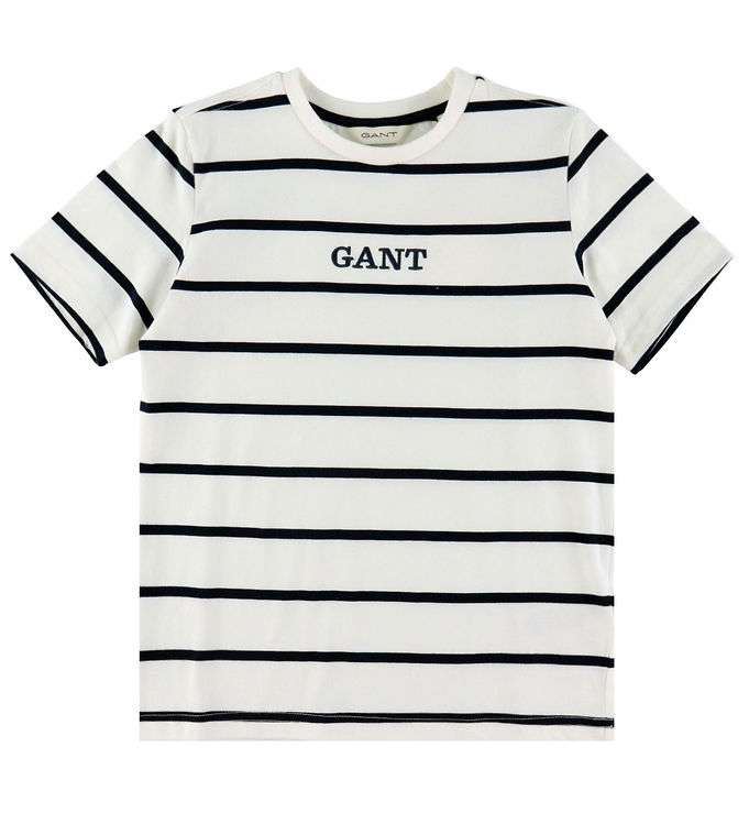 GANT T-shirt - Graphic Stripe - Hvid m. Striber