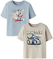 Name It T-shirt - NmmVanyo - 2-pak - Blue Fog/Chateau Gray