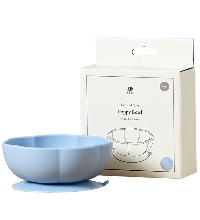 Jack o Juno Skål - Silicone - Poppy - Pale Blue