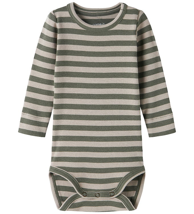 Name It Body l/æ - Rib - Noos - NbnBanio - Dusty Olive/Pure Cash billede