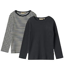 Wheat T-shirt - Rib - 2-pak - Stig - Navy Rib Stripe