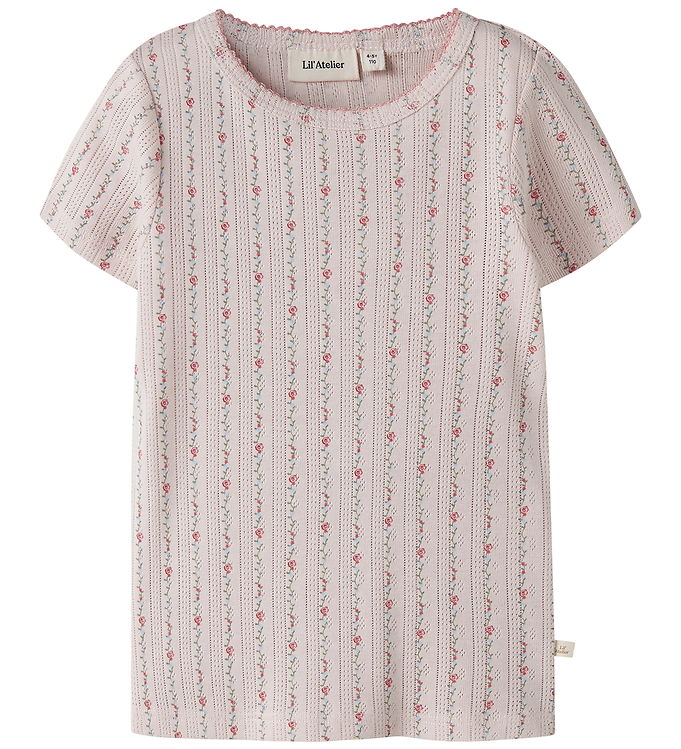 Lil Atelier T-shirt - Dap - Bomuld/Modal - Hulmønster - NmfRache