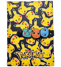Pokémon Notebook m. Armbånd- Hardcover - Sort/Gul