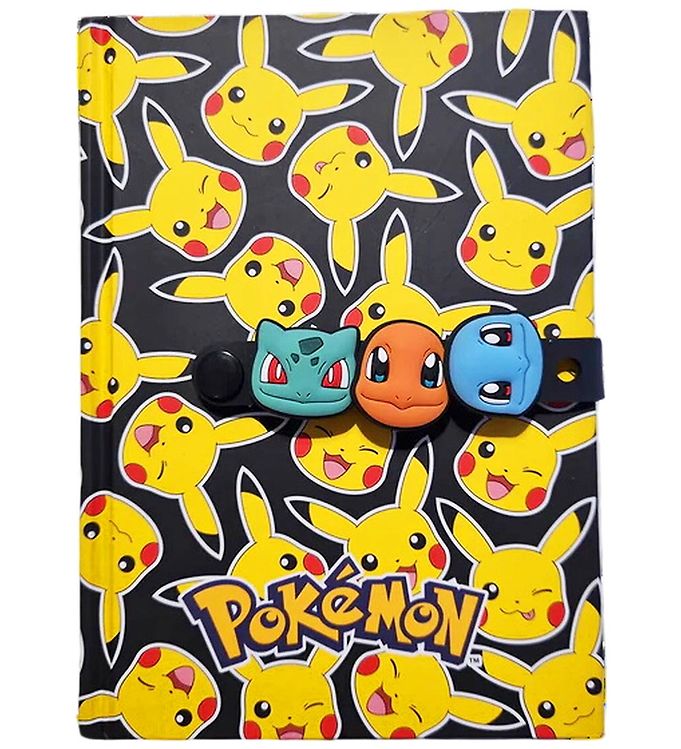Pokémon Notesbog m. Armbånd - Sort/Gul