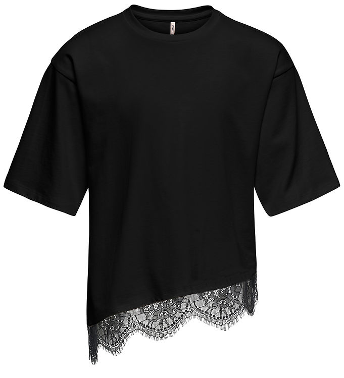 ONLY KIDS T-shirt Kamil Assymetric Black Lace