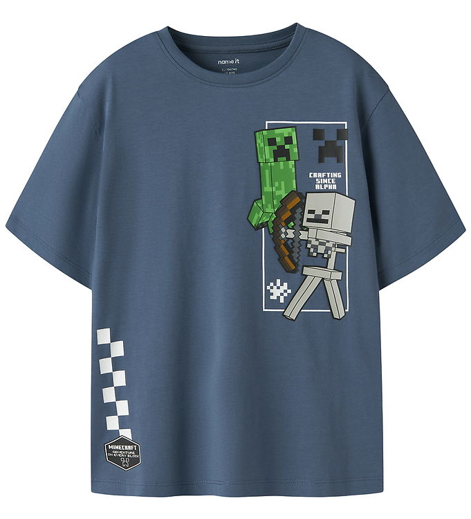 Name It T-shirt Vintage Indigo Med Minecraft Print - Str. 7-8y 122/128cm