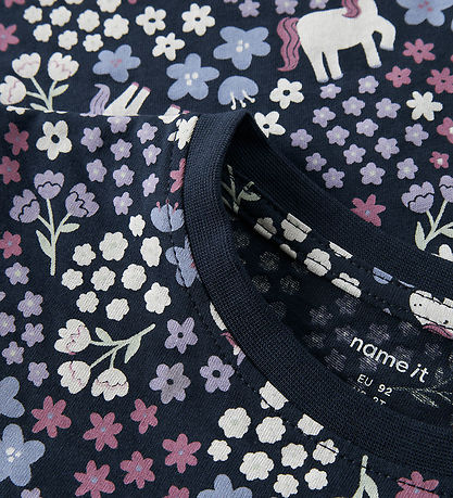 Name It T-shirt - NmfVelda - Navy Blazer/Unicorn Flowers