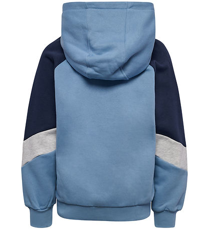 Hummel Hættetrøje - hmlJr Loose Blocked Hoodie - Faded Denim