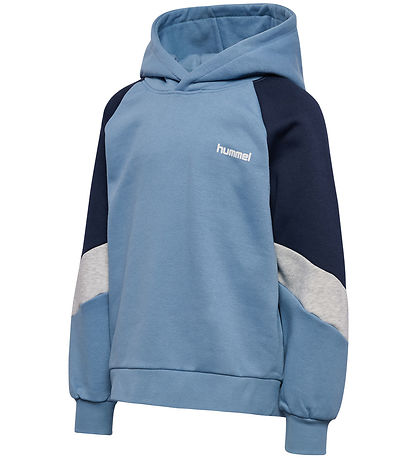 Hummel Hættetrøje - hmlJr Loose Blocked Hoodie - Faded Denim