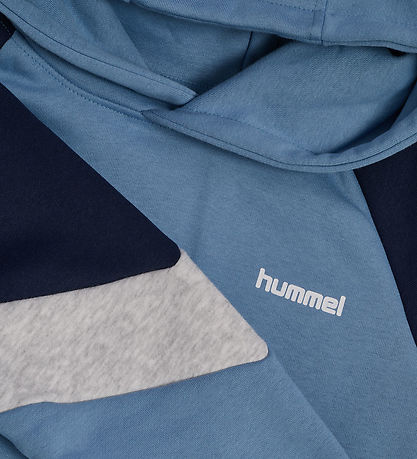 Hummel Hættetrøje - hmlJr Loose Blocked Hoodie - Faded Denim