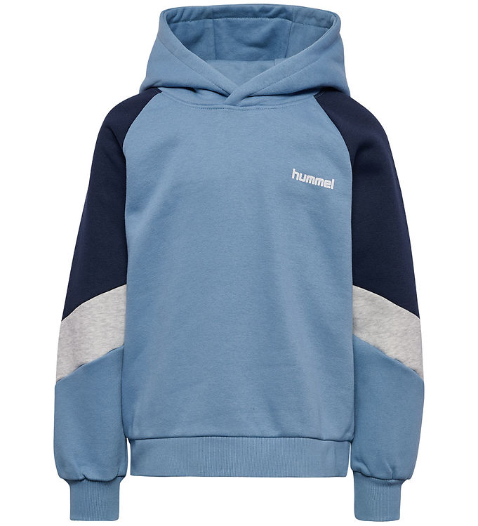 Hummel Hættetrøje - hmlJr Loose Blocked Hoodie - Faded Denim