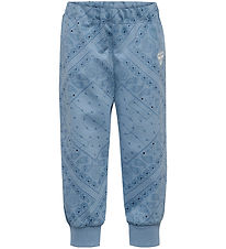 Hummel Sweatpants - hmlMINI Loose Paisley AOP Pants - Faded Deni