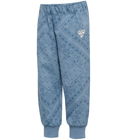 Hummel Sweatpants - hmlMINI Loose Paisley AOP Pants - Faded Deni