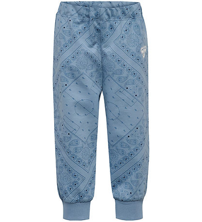 Hummel Sweatpants - hmlMINI Loose Paisley AOP Pants - Faded Deni