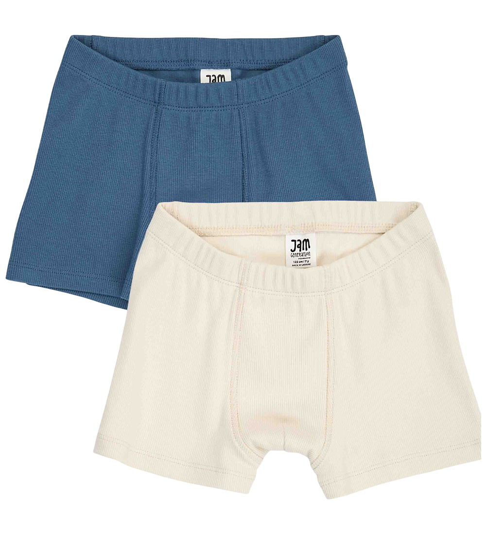 Jam Generation Boxershorts - 2er-Pack - Rib - Navy/Weiß - Jam Generation - 6 Jahre (116) - Boxershorts