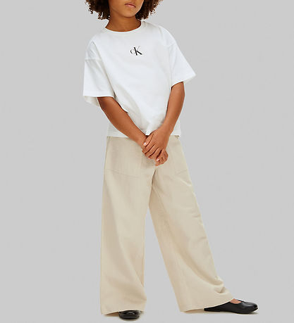 Calvin Klein Bukser - Wide Leg - OatmealGREY